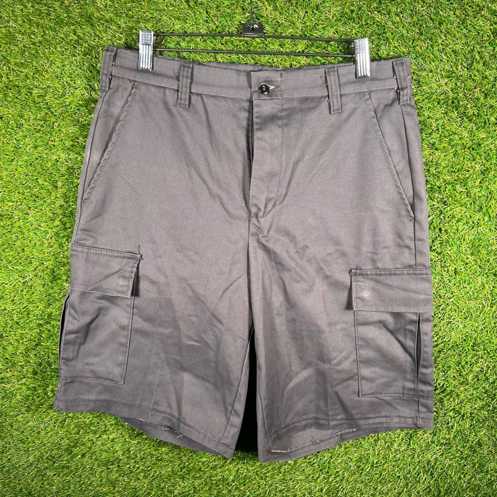 Aramark Authentic Mens Charcoal Gray Cargo Work Shorts Size 32 Stretch